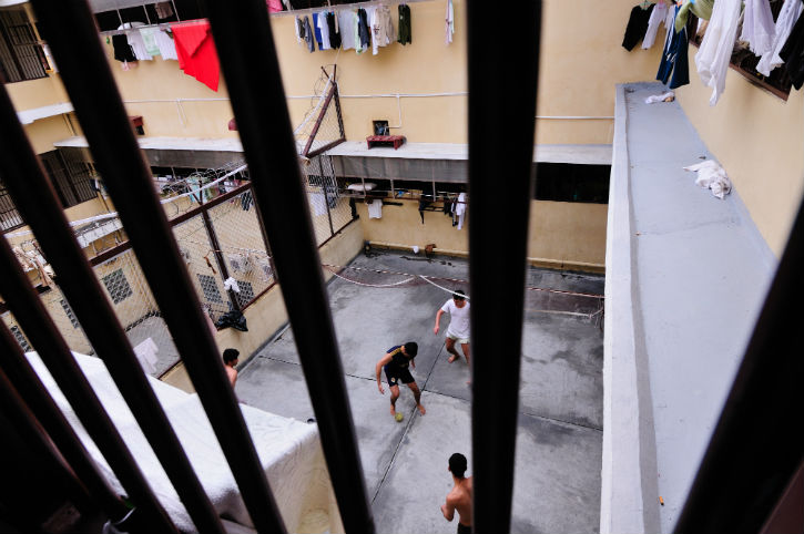 Exercising inside the immigration detention centre in Tanjung Pinang. (Credit: Dave Lumenta)