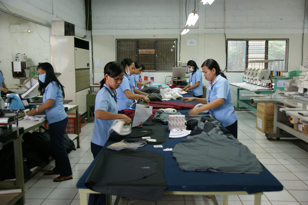 Garment workers working at a factory