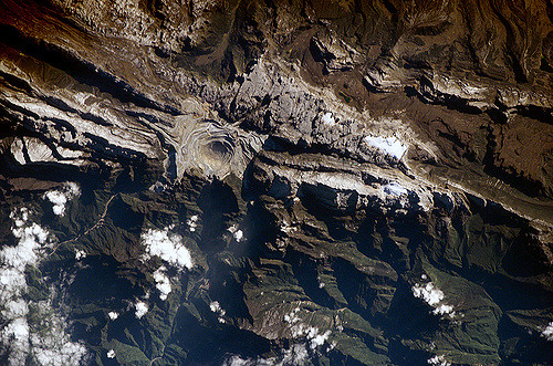 Birds' eye view of the Grasberg open-pit mine.