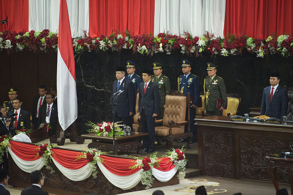 President SBY and President Jokowi at the 2014 inauguration ceremony.