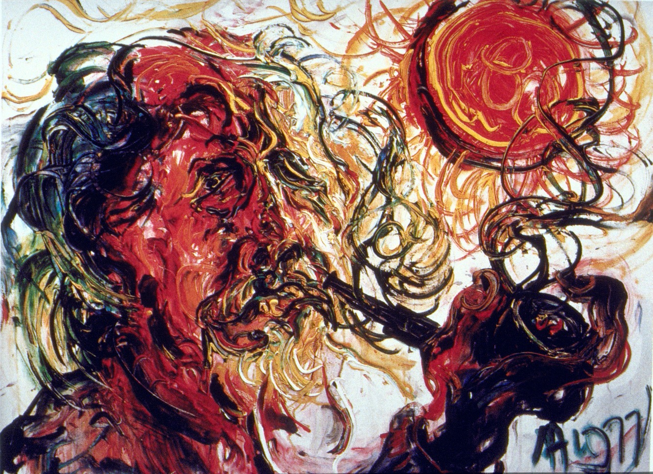 Image 1 - Affandi  Self portrait with pipe