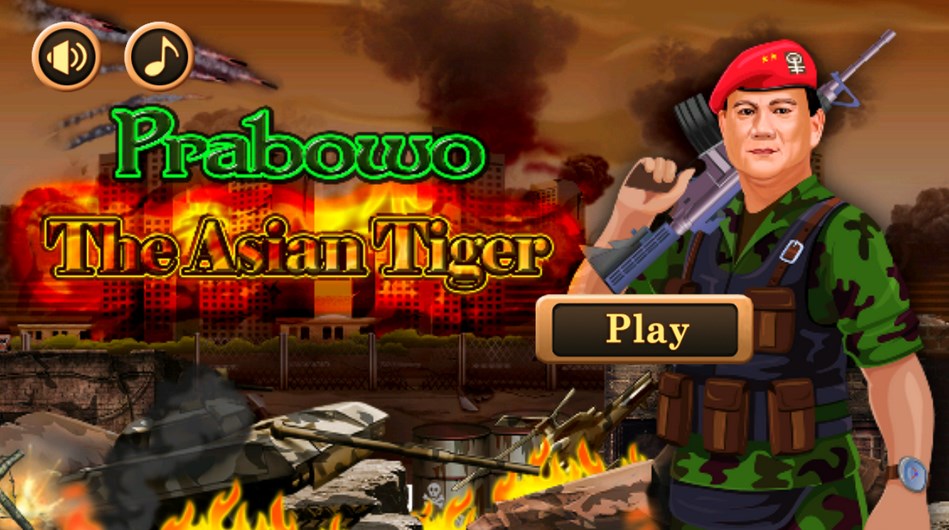Prabowo is depicted as the strong general in a computer game developed by Prabowo’s team Sumarson: